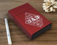 BK Gift Kişiye Özel İsimli Babalar Günü Tasarımlı Kırmızı Metal Sigara Tabakası ,Babalar Günü Hediyesi , Babaya Hediye , Sigara Tabakası-3