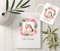Kişiye Özel İsimli Fotoğraflı Beyaz Defter ve Kupa Seti - 22