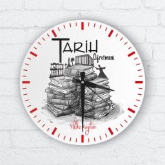 Kişiye Özel Tarih Öğretmeni Cam Duvar Saati - 2