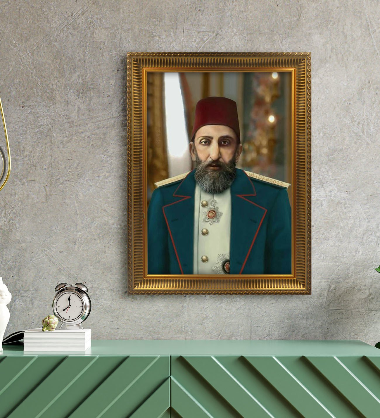 Sultan Abdülhamid Han Altın Yaldız Çerçeveli A3 Tablo - 1
