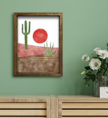 BK Gift Otel Odası Konseptli Doğal Masif Ahşap Çerçeveli Tablo 45x65cm-45