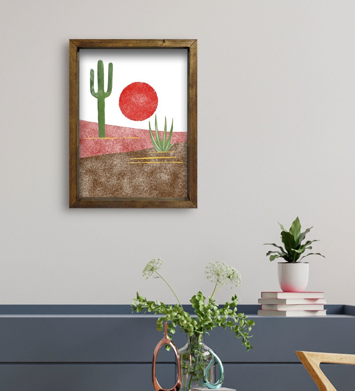 BK Gift Otel Odası Konseptli Doğal Masif Ahşap Çerçeveli Tablo 45x65cm-45