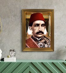 Sultan Abdülhamid Han Altın Yaldız Çerçeveli A3 Tablo - 2