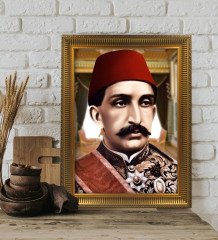 Sultan Abdülhamid Han Altın Yaldız Çerçeveli A3 Tablo - 2