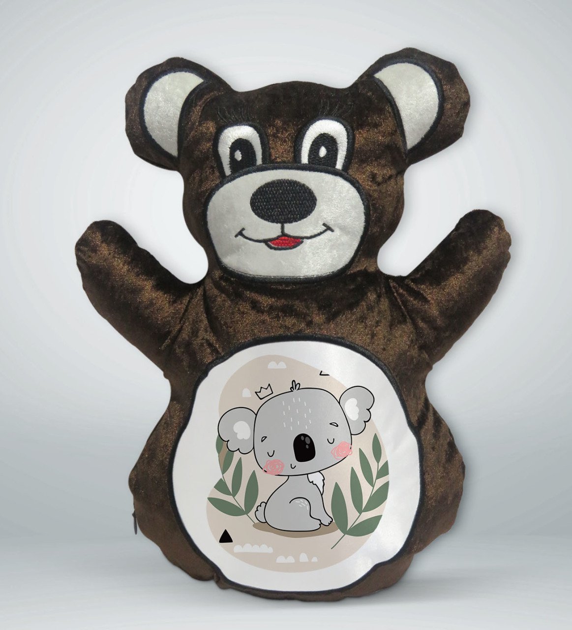 BK Gift Sevimli Koala Tasarımlı Kahverengi Ayıcık Yastık-1