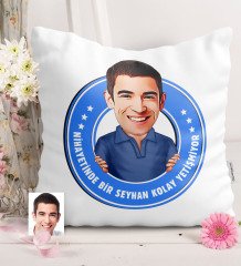 Kişiye Özel Kolay Yetişmiyor Karikatür Saten Yastık - 2