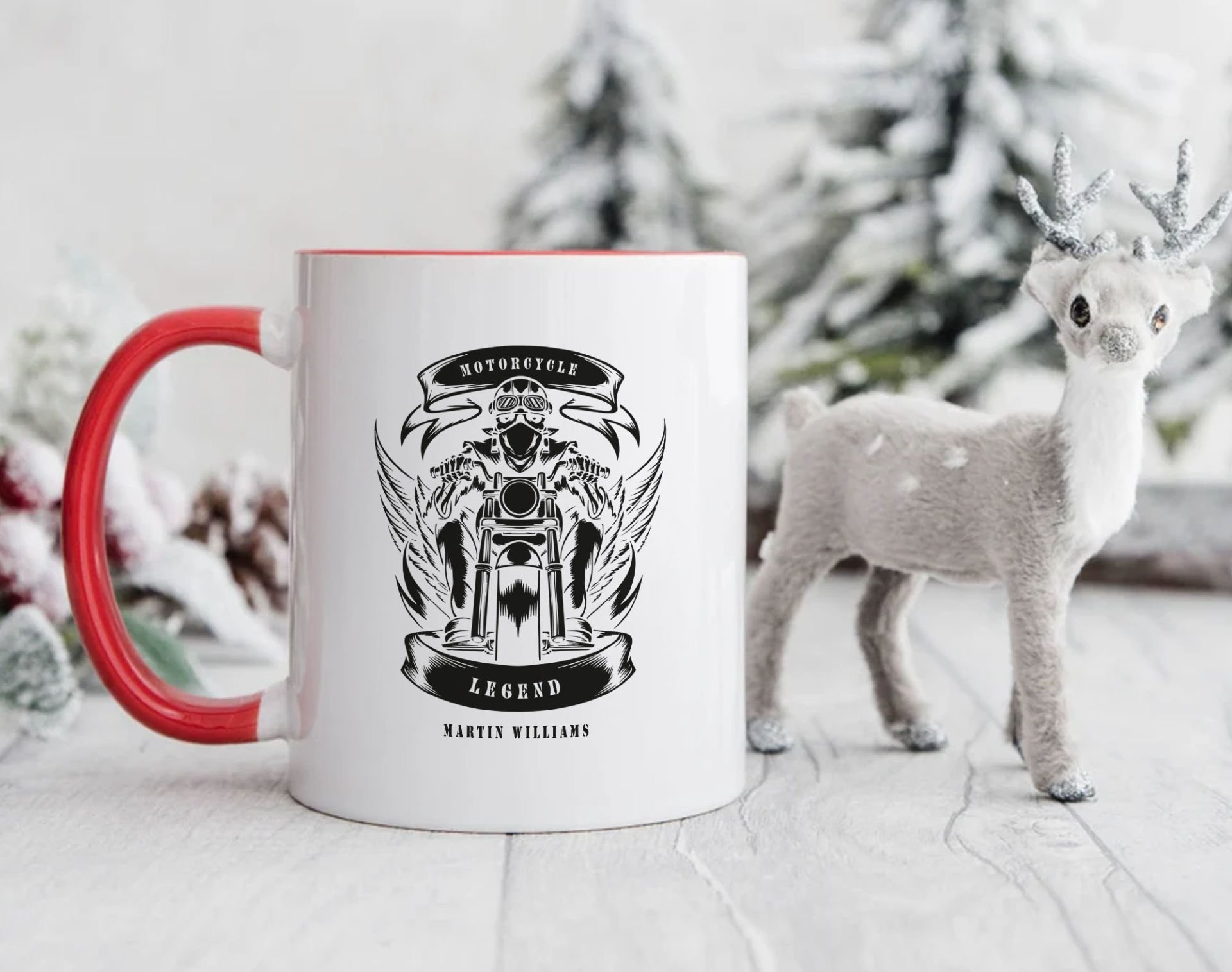 BK Gift Kişiye Özel Motorcu Temalı Kırmızı Kupa Bardak-4, Arkadaşa Hediye, Sevgiliye Hediye