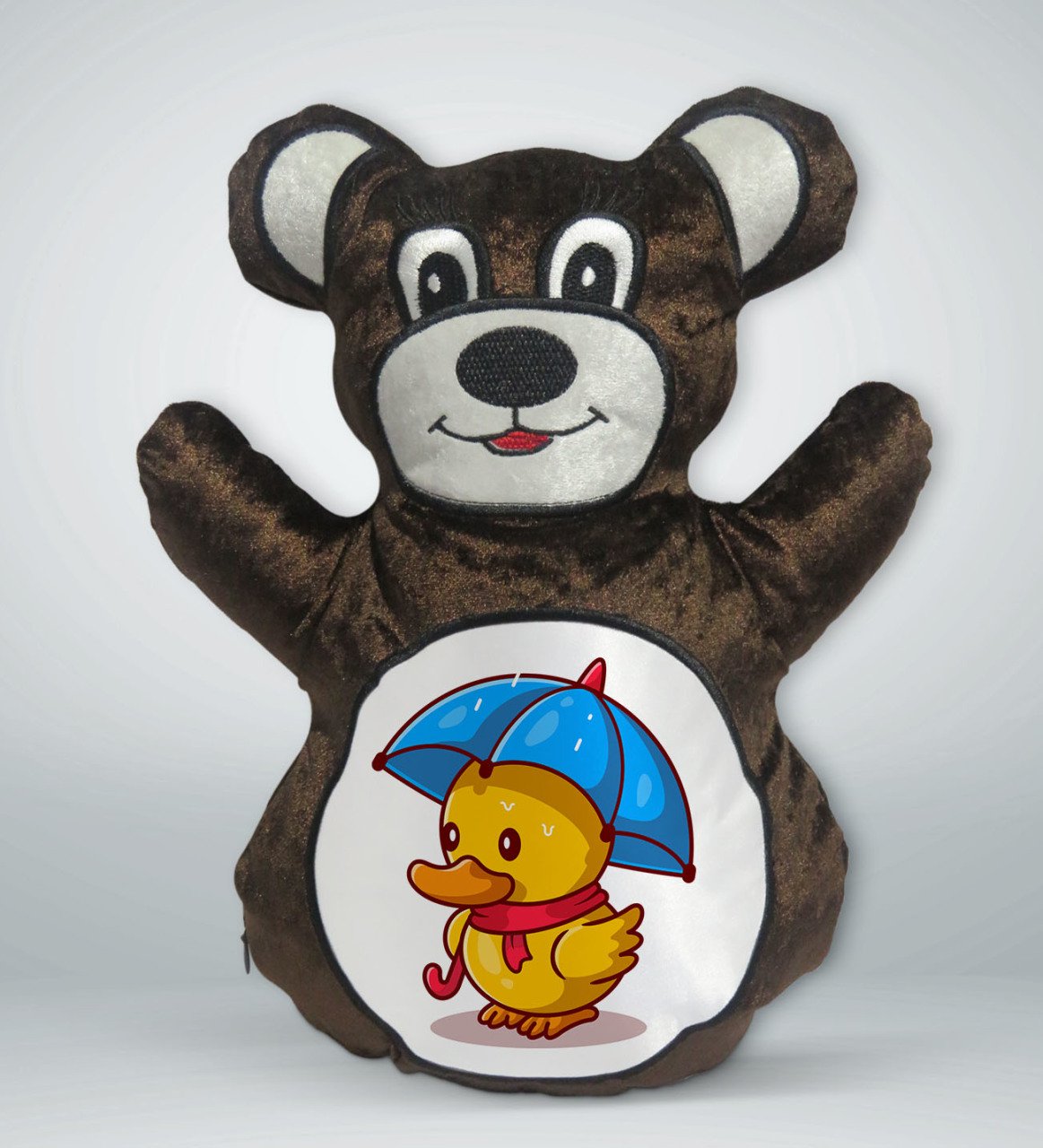 BK Gift Sevimli Ördek Tasarımlı Kahverengi Ayıcık Yastık-1