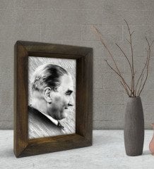 BK Gift Atatürk Tasarımlı Dekoratif Doğal Masif Ahşap Çerçeve 15x20cm-33