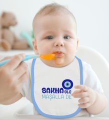 BK Kids Maşalla De Tasarımlı Mavi Bebek Body Zıbın ve Mama Önlüğü Hediye Seti-1