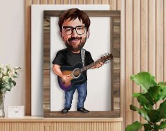 BK Gift Kişiye Özel Erkek Gitarist Karikatürlü 3D Ahşap Tablo, Sevgiliye Hediye, Arkadaşa Hediye, Yıl Dönümü Hediyesi, Doğum Günü Hediyesi-3