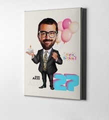 Kişiye Özel Doğum Günü Karikatür Kanvas Tablo (50 x 70 cm.) 14