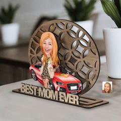BK Gift Kişiye Özel 3 Katmanlı Anne Karikatürlü Ahşap Biblo-7 Anneye Hediye, Anneler Günü Hediyeleri