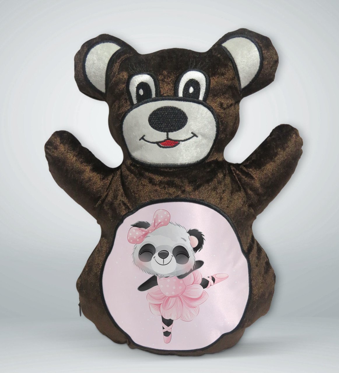 BK Gift Sevimli Panda Tasarımlı Kahverengi Ayıcık Yastık-1