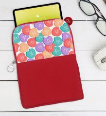 Kişiye Özel Sevgililer Karikatürlü Taşınabilir Koruyucu Tablet Kılıfı & Organizer Çanta - Kırmızı-96