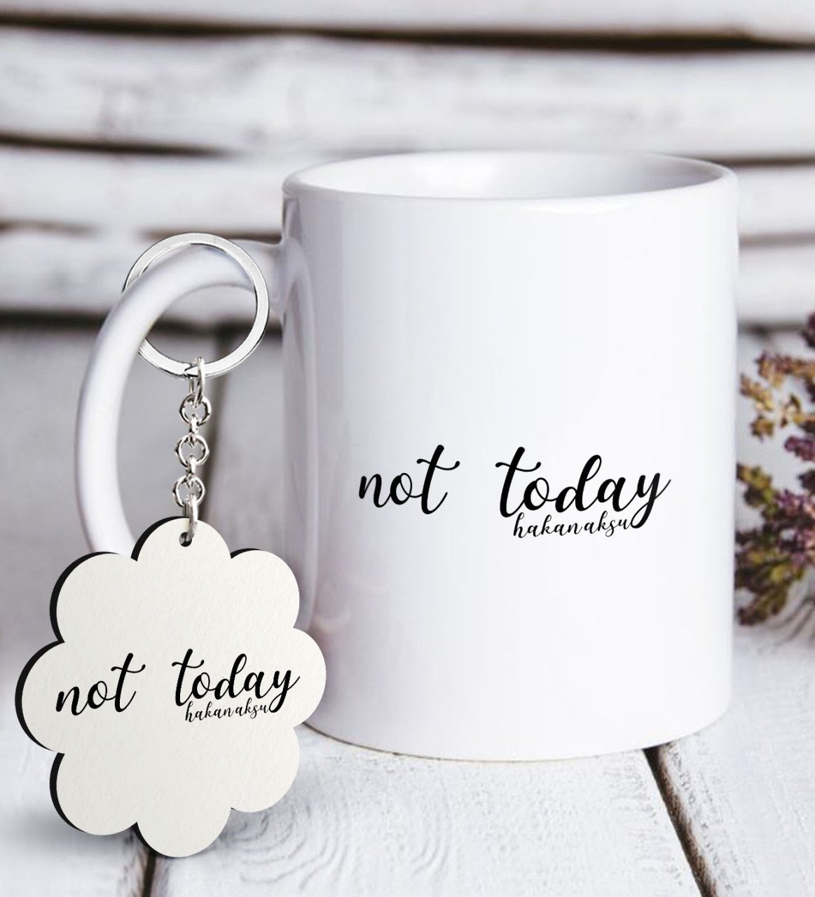 Kişiye Özel Not Today Beyaz Kupa ve Anahtarlık Hediye Seti