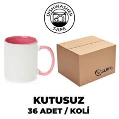 Kutusuz 1 Koli Sublimasyon Porselen Sapı ve İçi Pembe Kupa (36 Adet)
