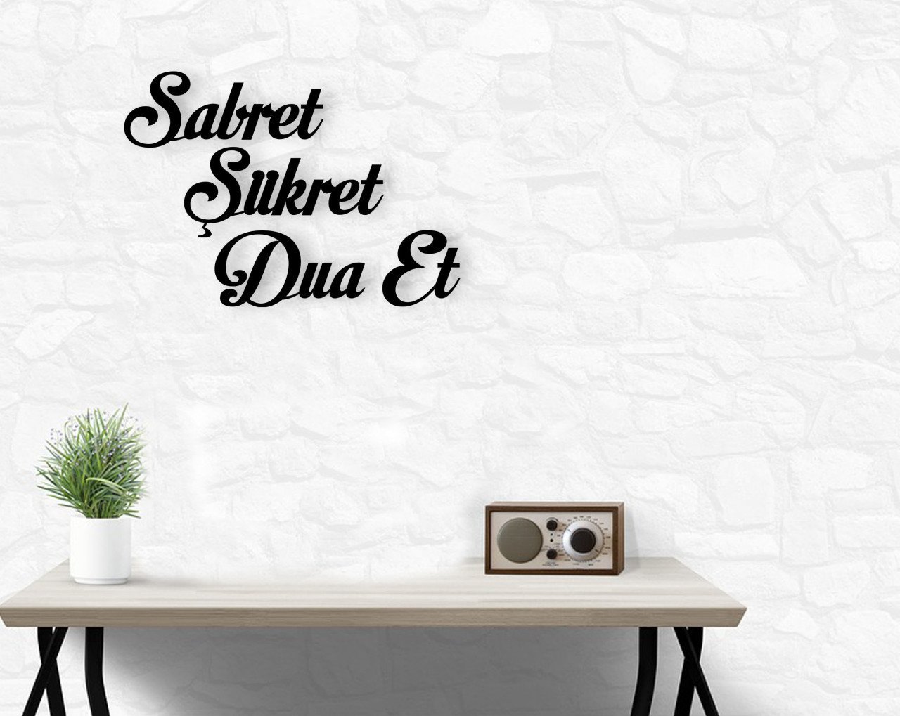 BK Home Sabret Şükret Dua Et Ahşap Duvar Yazısı