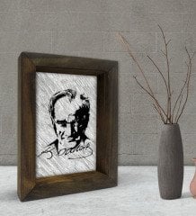 BK Gift Atatürk Tasarımlı Dekoratif Doğal Masif Ahşap Çerçeve 15x20cm-35
