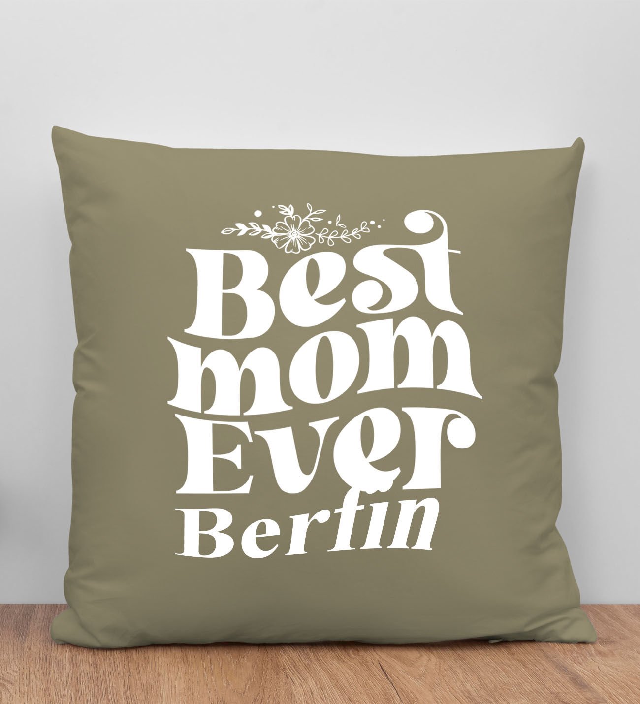 BK Gift Kişiye Özel İsimli Anneler Günü Tasarımlı Haki Kırlent Yastık, Anneye Hediye, Ev Dekorasyonu, Anneler Günü Hediyesi-1