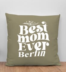 BK Gift Kişiye Özel İsimli Anneler Günü Tasarımlı Haki Kırlent Yastık, Anneye Hediye, Ev Dekorasyonu, Anneler Günü Hediyesi-1