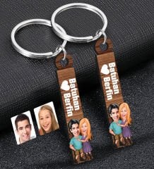BK Gift Kişiye Özel Sevgili Temalı 2’li Ahşap Anahtarlık, Sevgiliye Hediye,Doğum Günü Hediyesi, Sevgililer Günü Hediyesi-3