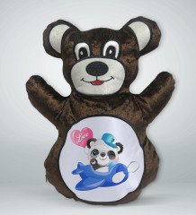 BK Gift Sevimli Panda Tasarımlı Kahverengi Ayıcık Yastık-4