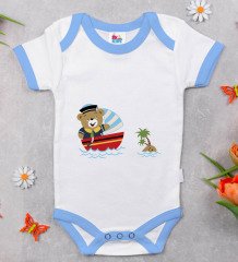 BK Kids Sevimli Kaptan Tasarımlı Mavi Bebek Body Zıbın-2