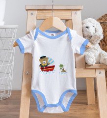BK Kids Sevimli Kaptan Tasarımlı Mavi Bebek Body Zıbın-2