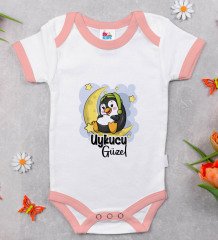 BK Kids Uykucu Güzel Tasarımlı Pembe Bebek Body Zıbın-1