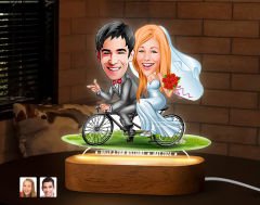 BK Gift Kişiye Özel Yeni Evli Çift  Karikatürlü Dekoratif 3D Biblo LED Işıklı Gece Lambası-4, Düğün Hediyesi, Yıl Dönümü Hediyesi