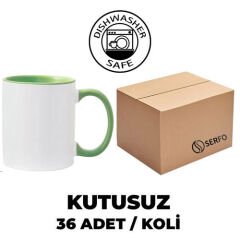Kutusuz 1 Koli Sublimasyon Porselen Sapı ve İçi Açık Yeşil Kupa (36 Adet)