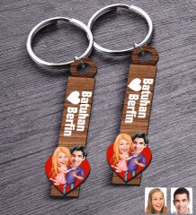 BK Gift Kişiye Özel Sevgili Temalı 2’li Ahşap Anahtarlık, Sevgiliye Hediye,Doğum Günü Hediyesi, Sevgililer Günü Hediyesi-5