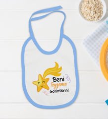 BK Kids Beni Teyzeme Götürün Tasarımlı Mavi Bebek Body Zıbın ve Mama Önlüğü Hediye Seti-1