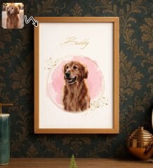 BK Gift Kişiye Özel Evcil Hayvan Karikatürlü Ahşap Çerçeveli Tablo-4 40x25cm, Sevgiliye Hediye, Eşe Hediye, Arkadaşa Hediye