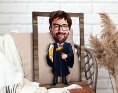 BK Gift Kişiye Özel Erkek Hakim Karikatürlü 3D Ahşap Tablo, Sevgiliye Hediye, Arkadaşa Hediye, Yıl Dönümü Hediyesi, Doğum Günü Hediyesi-1