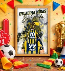 BK Gift Kişiye Özel İsimli Baba-Kız Sarı Lacivert Evladıma Miras Bu Sevda Ahşap Çerçeveli Tablo-1 40x25cm, Doğum Günü Hediyesi, Taraftar Hediyesi