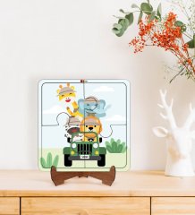 BK Toys Çocuklar İçin 2 si 1 arada Eğitici-Öğretici Ahşap 4 Parça Yapboz Puzzle Çerçeve Model 4
