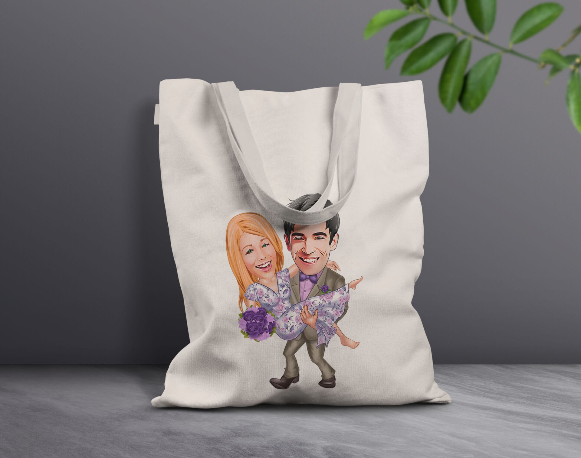 BK Gift Kişiye Özel Sevgililer Karikatürlü Kanvas Bez Çanta, Baskılı Omuz Çantası, Alışveriş Çantası, Plaj Çantası, Sevgiliye Hediye-13