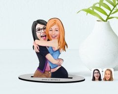 Kişiye Özel Kız Kankalar Karikatürlü Ahşap Biblo Model-2