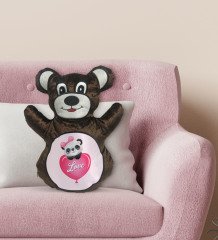 BK Gift Sevimli Panda Tasarımlı Kahverengi Ayıcık Yastık-6