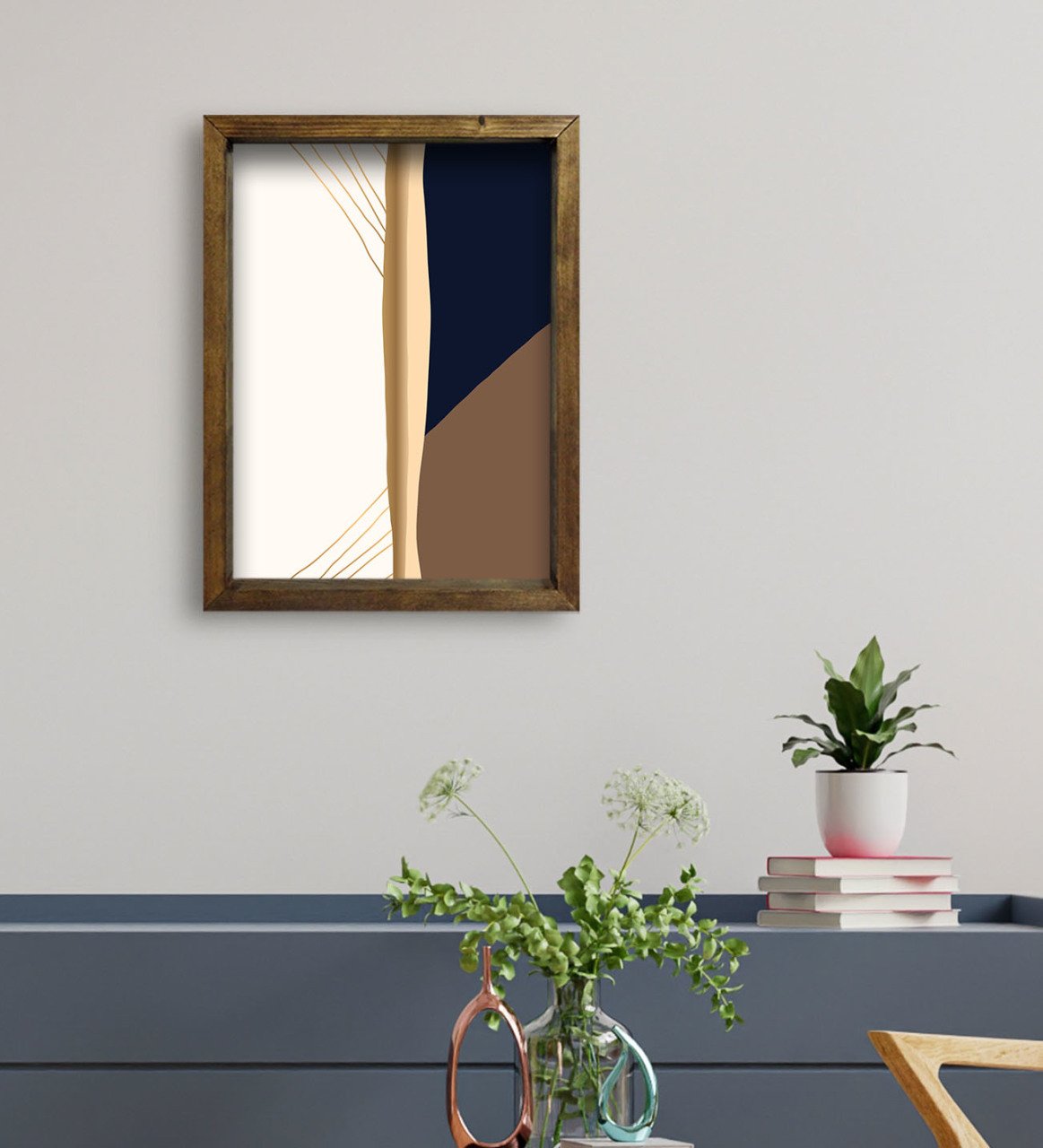 BK Gift Otel Odası Konseptli Doğal Masif Ahşap Çerçeveli Tablo 45x65cm-53