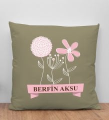 BK Gift Kişiye Özel İsimli Anneler Günü Tasarımlı Haki Kırlent Yastık, Anneye Hediye, Ev Dekorasyonu, Anneler Günü Hediyesi-4