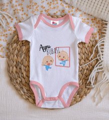 BK Kids Aynı Bubası Tasarımlı Pembe Bebek Body Zıbın-1