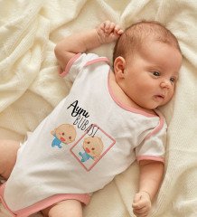 BK Kids Aynı Bubası Tasarımlı Pembe Bebek Body Zıbın-1