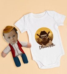 BK Kids Kişiye Özel Fotoğraflı Bebek Yastık ve Bebek Body Zıbın Hediye Seti - Model 41