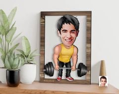 BK Gift Kişiye Özel Erkek Halterci Karikatürlü 3D Ahşap Tablo, Sevgiliye Hediye, Arkadaşa Hediye, Yıl Dönümü Hediyesi, Doğum Günü Hediyesi-1