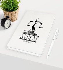 Kişiye Özel Avukat Temalı Beyaz Defter Kalem Seti - 5