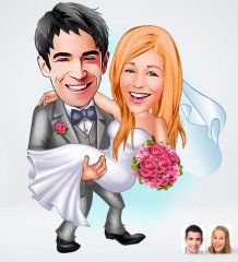 Kişiye Özel Evleniyoruz Tasarımlı Dijital Karikatür-7