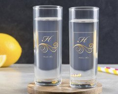 Kişiye Özel Renkli Baskılı Baş Harf İsim Tasarımlı İkili Vodka Bardağı-2